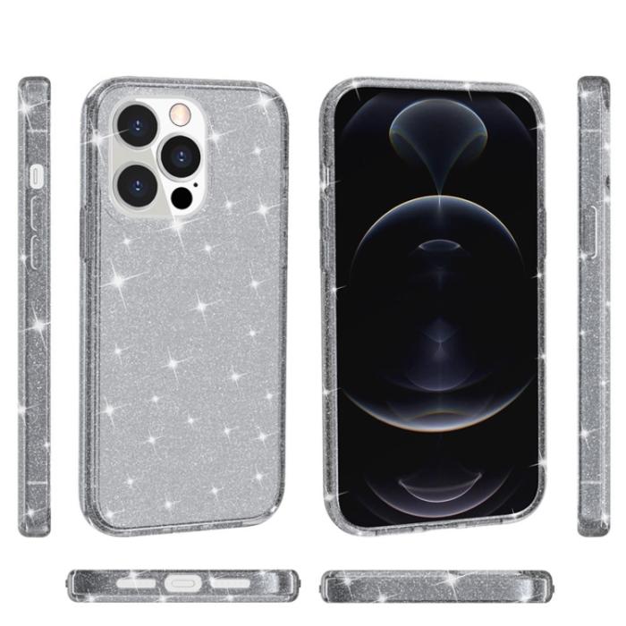 Bild 3,  iPhone 14 Pro Max Skal Shockproof Glitter TPU Grå
