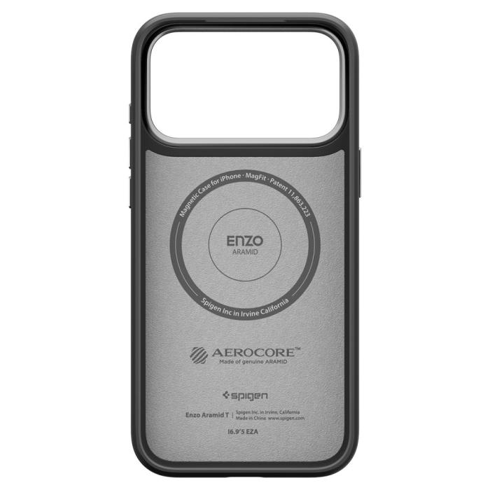 Bild 4, Spigen Spigen iPhone 17 Pro Skal MagSafe Enzo Aramid 'T' Svart/Silver