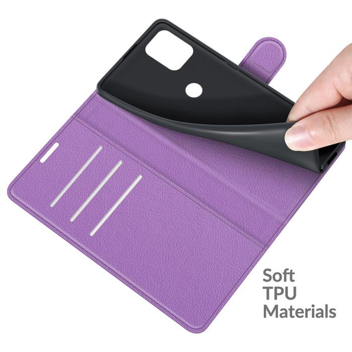 Bild 5,  Motorola Moto G100 - Litchi Läder Fodral - Lila