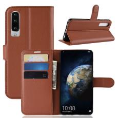  Huawei P30 - Litchi Pl&aring;nboksfodral - Brun