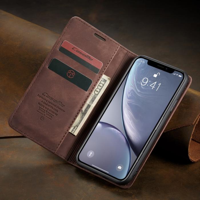 Bild 3, CASEME iPhone XR - CASEME Retro Plånboksfodral - Mörk Brun