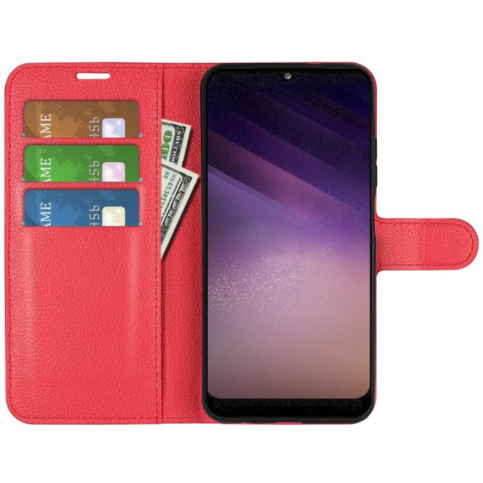 Bild 4,  Samsung Galaxy A03 Fodral Litchi Läder Röd
