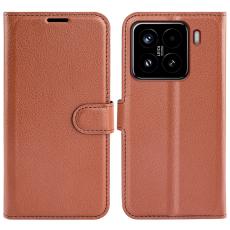  Xiaomi 15 Fodral Litchi L&auml;der Brun