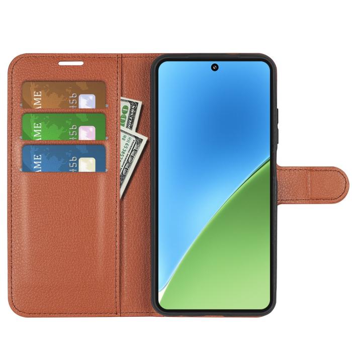 Bild 2,  Xiaomi 15 Fodral Litchi Läder Brun
