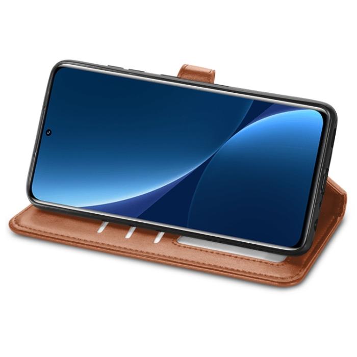Bild 4,  Xiaomi 12 Pro Fodral Solid Läder Brun