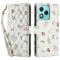  Honor 400 Lite Fodral Rhombus Läder Blommor Vit
