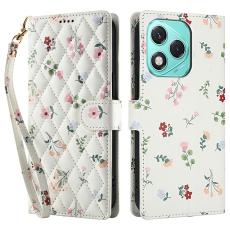 Honor 400 Lite Fodral Rhombus L&auml;der Blommor Vit