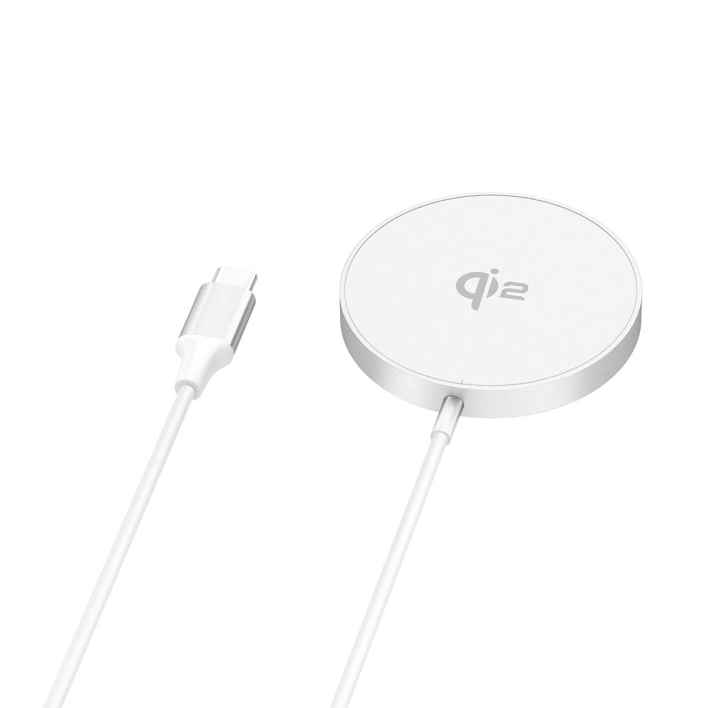 Gear Gear Trådlös Laddare Qi2 Snabbladdning 15W Silver/Aluminium