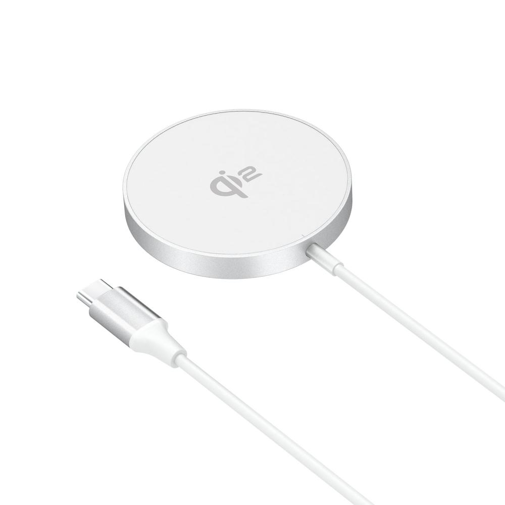 Gear Gear Trådlös Laddare Qi2 Snabbladdning 15W Silver/Aluminium