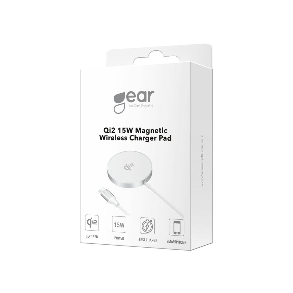 Gear Gear Trådlös Laddare Qi2 Snabbladdning 15W Silver/Aluminium