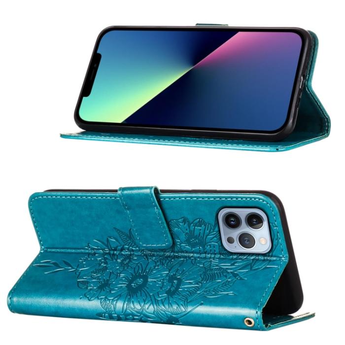 Bild 4,  iPhone 15 Pro Max Fodral Fjäril Tryck Blå