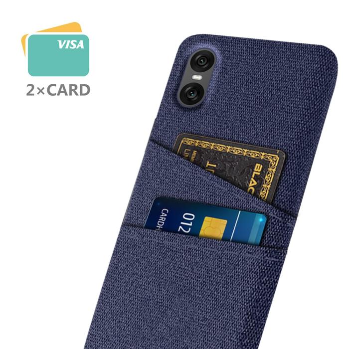 Bild 2,  Sony Xperia 10 VII Skal Med Kortfack Tygbelagt Blå