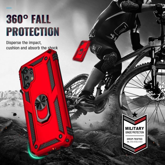 Bild 6,  Samsung Galaxy A13 4G Skal Shockproof Ring Armor Röd