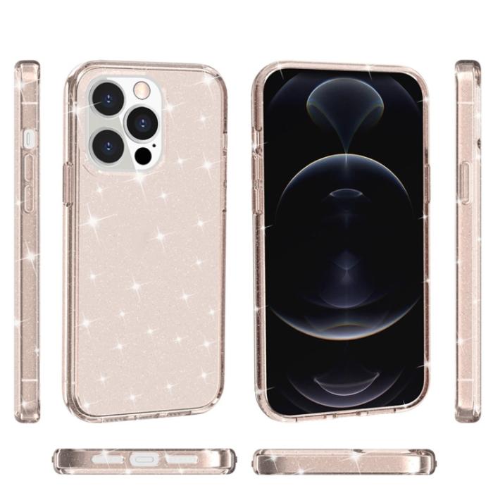 Bild 3,  iPhone 14 Pro Max Skal Shockproof Glitter TPU Roséguld