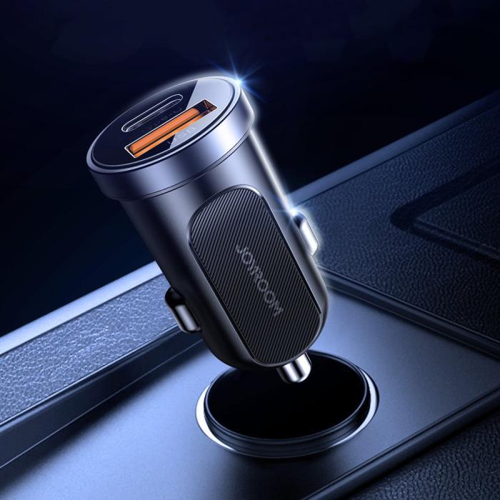 Bild 2, JOYROOM Joyroom Mini 30W 5A PD QC USB-C / USB Billaddare - Mörk Blå