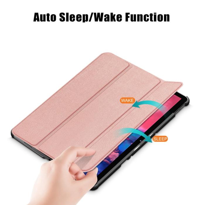 Bild 3,  Lenovo Tab P11 / P11 Plus - Tri-Fold Läder Fodral - Roséguld