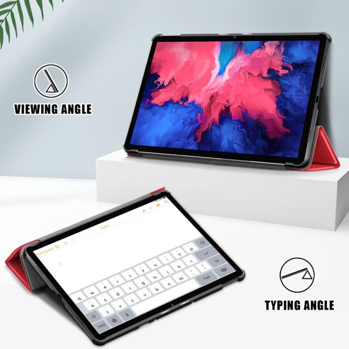 Bild 2,  Lenovo Tab P11 / P11 Plus - Tri-Fold Läder Fodral - Röd
