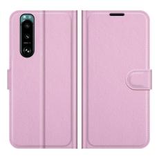  Sony Xperia 5 III Fodral Litchi L&auml;der Ljus Rosa