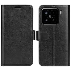  Xiaomi 15 Fodral Crazy Horse L&auml;der Svart