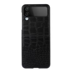  Samsung Galaxy Z Flip 4 Skal Krokodil Textur L&auml;der Svart