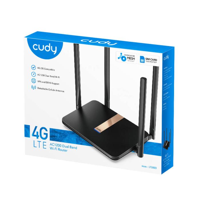 Bild 5, Cudy Cudy 4G Router LT500D Cat4 AC1200 Svart