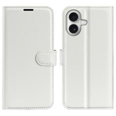  iPhone 17 Fodral Litchi L&auml;der Vit