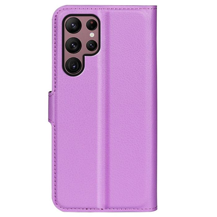 Bild 6,  Samsung Galaxy S23 Ultra Fodral Litchi Läder Lila