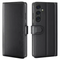  Samsung Galaxy S25 Plus Fodral Premium &Auml;kta L&auml;der Svart