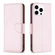  iPhone 15 Pro Fodral Shark Litchi L&auml;der Ros&eacute;guld