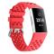  Silikon Armband Ihåligt Fitbit Charge 3 / 4 Röd