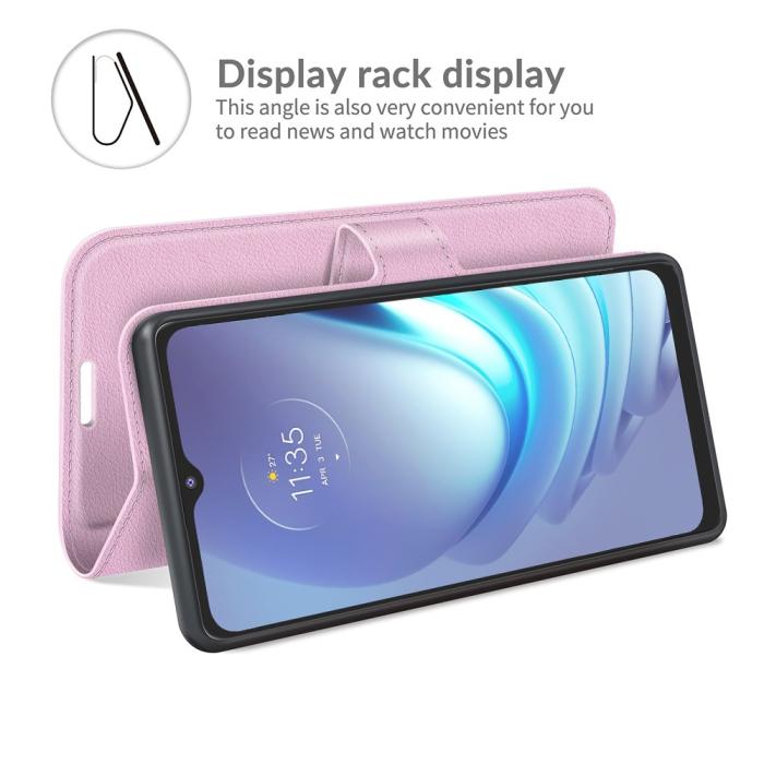 Bild 3,  Motorola Moto G50 - Litchi Plånboksfodral - Ljus Rosa