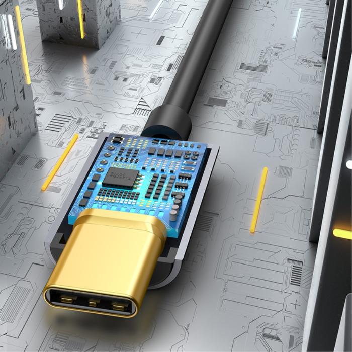 Bild 2, BASEUS BASEUS USB-C till 3.5mm AUX Adapter, DAC Mörk Grå