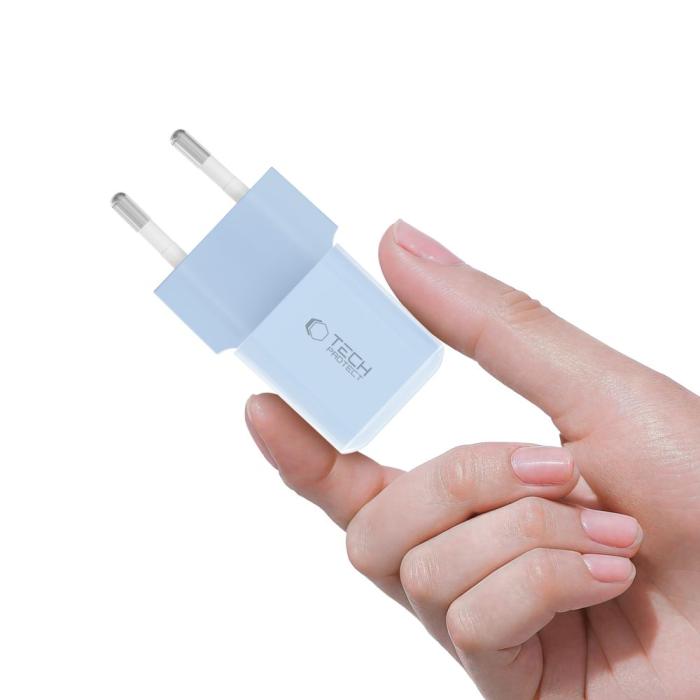 Bild 5, Tech-Protect Tech-Protect 25W PD USB-C Väggladdare Baby Blue