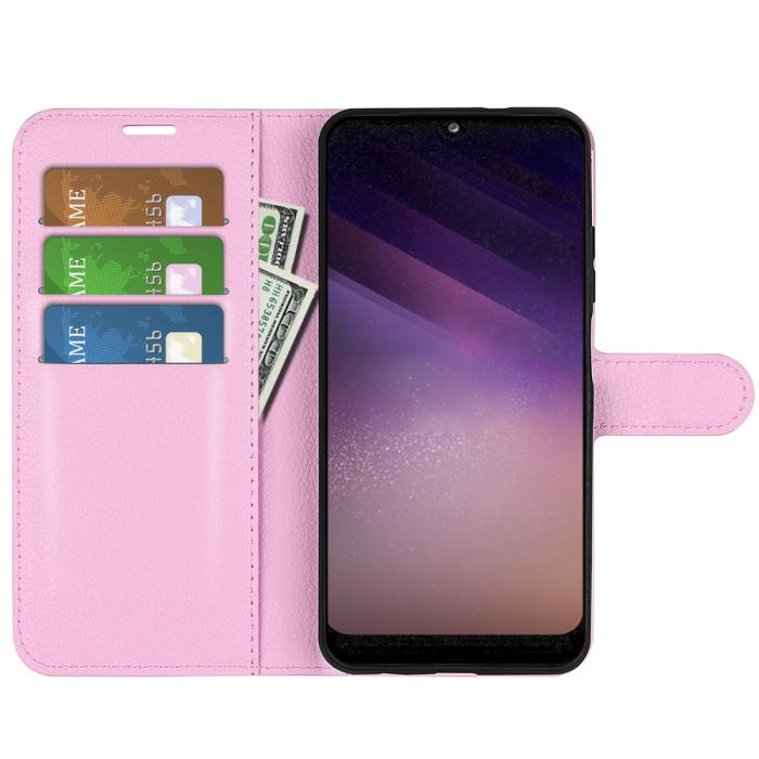 Bild 4,  Samsung Galaxy A03 Fodral Litchi Läder Ljus Rosa