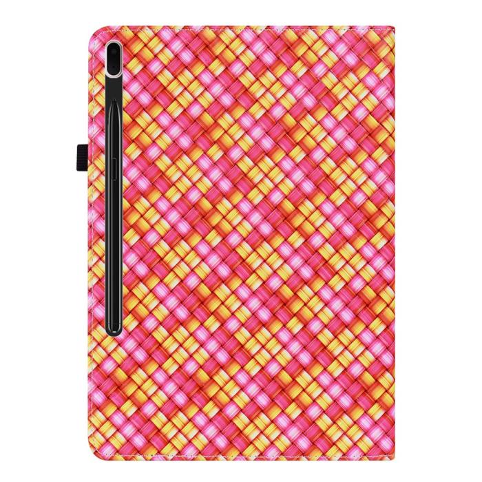Bild 3,  Samsung Galaxy Tab S7 Plus / Tab S8 Plus Fodral Vävd Textur Rosa/Gul