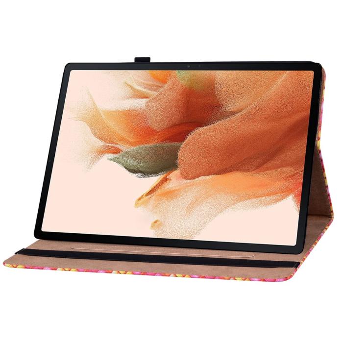 Bild 4,  Samsung Galaxy Tab S7 Plus / Tab S8 Plus Fodral Vävd Textur Rosa/Gul