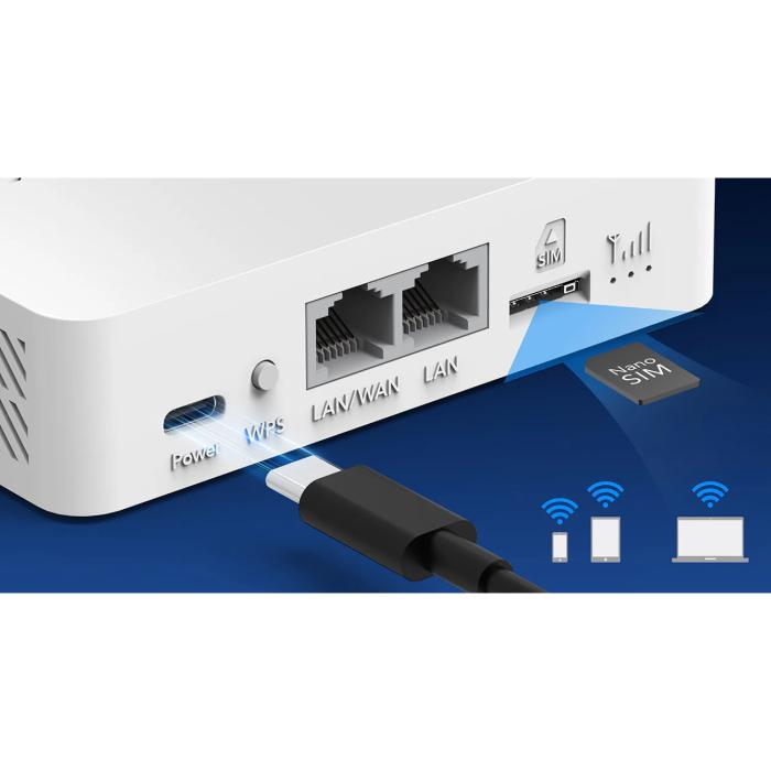 Bild 3, Cudy Cudy 4G Router LT300 CAT4/WF4 N300 USB-C Vit