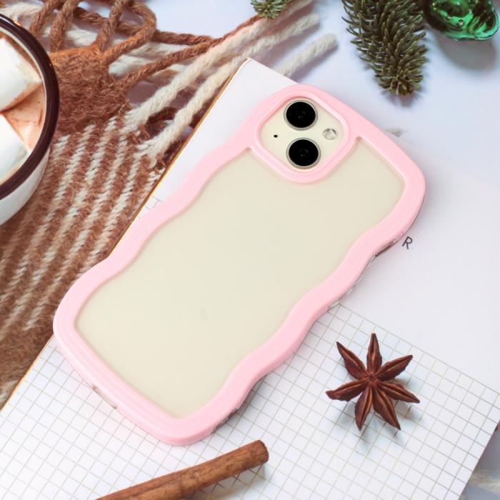 Bild 3,  iPhone 15 Skal Wavy Hybrid Transparent/Rosa