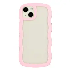  iPhone 15 Skal Wavy Hybrid Transparent/Rosa