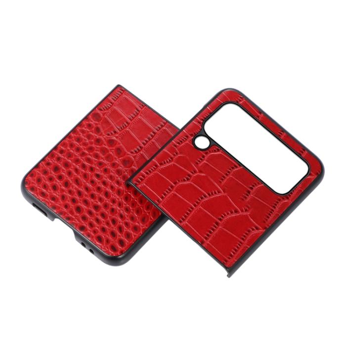 Bild 3,  Samsung Galaxy Z Flip 4 Skal Krokodil Textur Läder Röd