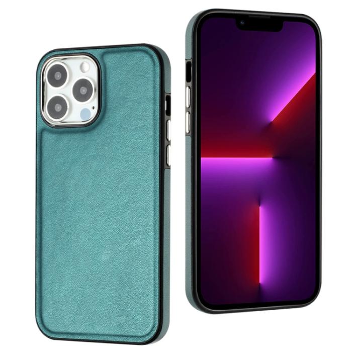 Bild 2,  iPhone 15 Pro Skal Läderbelagt Grön
