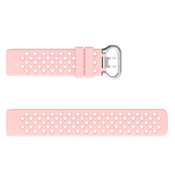 Bild 3,  Silikon Armband Ihåligt Fitbit Charge 3 / 4 Ljus Rosa