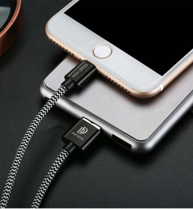 Bild 4, DUX DUCIS DUX DUCIS 3M Lightning Kabel Quick Charge - Svart/Vit