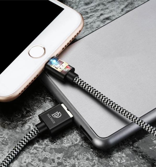 Bild 2, DUX DUCIS DUX DUCIS 1M Lightning Kabel Quick Charge - Svart/Vit