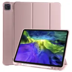 iPad Pro 12.9 (2018/2020) - Tri-Fold med pennh&aring;llare - Ros&eacute;guld
