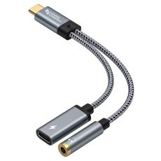 CableCreation CableCreation 60W PD 2in1 USB-C Till USB-C/AUX Adapter Gr&aring;