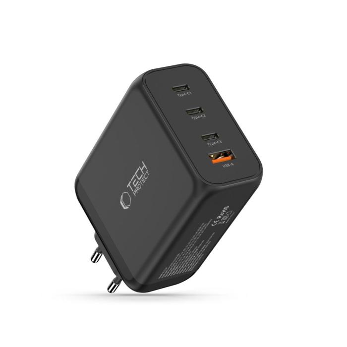 Bild 2, Tech-Protect Tech-Protect 200W Väggladdare PD QC3.0 USB-C / USB-A Svart