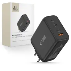 Tech-Protect Tech-Protect 200W V&auml;ggladdare PD QC3.0 USB-C / USB-A Svart