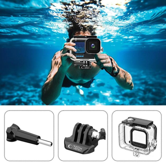 Bild 2, Tech-Protect Tech-Protect GoPro Hero 9-13 Vattentät Fodral Transparent
