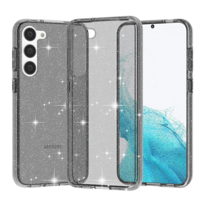 Bild 2,  Samsung Galaxy S23 Plus Skal Glitter Hybrid Grå